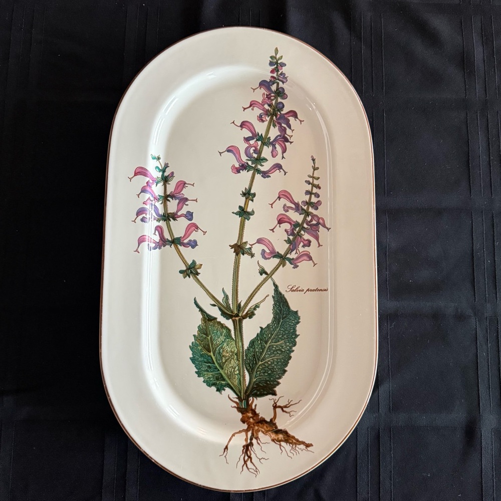 Villeroy & Boch Botanica Salvia Pratensis Oval Tray 15.25” x 9” Vintage